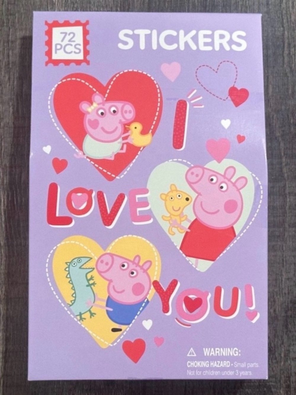 π New Package of 72 Peppa Pig I Love You Stickers
